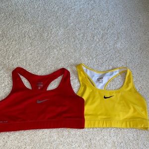 Nike pro large sports bras red and yellow large